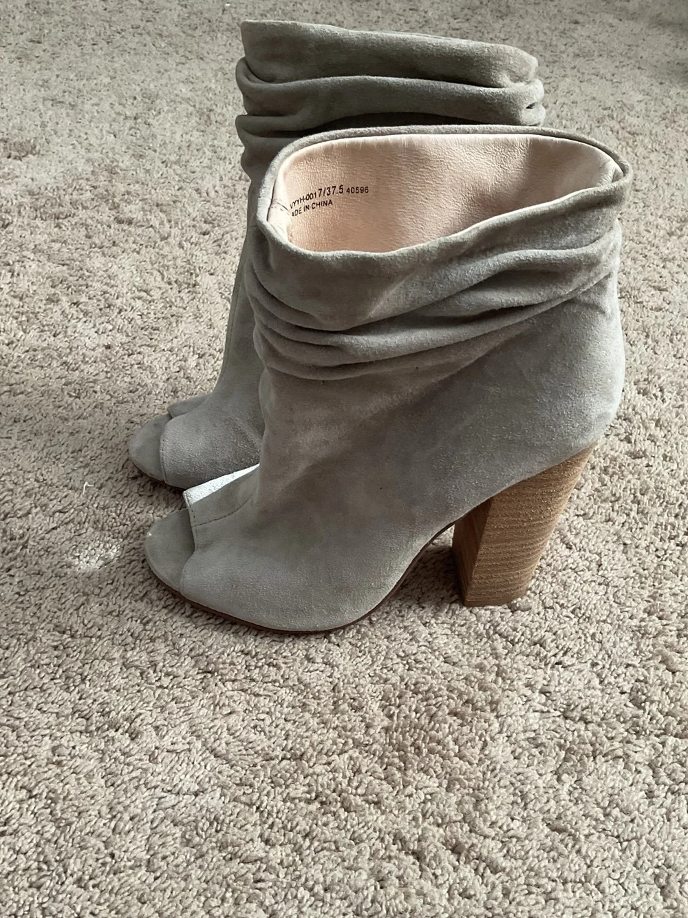 Chinese Laundry Women's Suede Peep-Toe Slouch Booties - Light Taupe